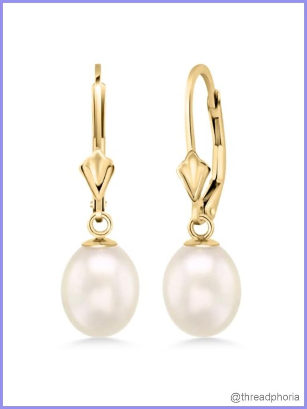Cultured Freshwater Pearl Drop Earrings 14K Yellow Gold